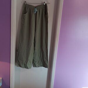 Women's Tribal Linen Blend Ankle Wide Leg Draw String Pant Size P/S NWT